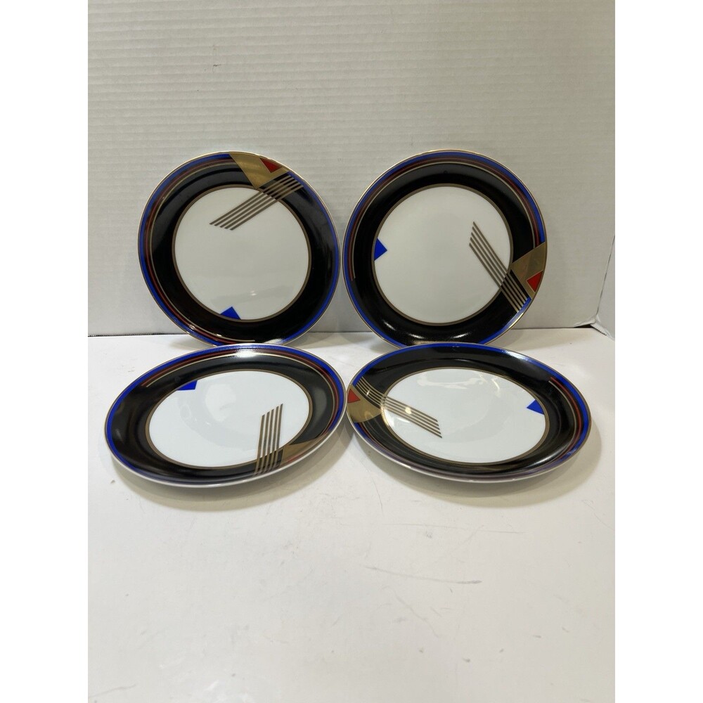 Tuxedo Junction Epoch Noritake Salad Plate Cornucopia Japan Art Deco Set Of 4
